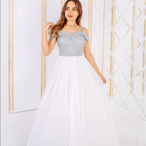 Ella - Blue two piece dress with flower lace top - Picture 1 of 1